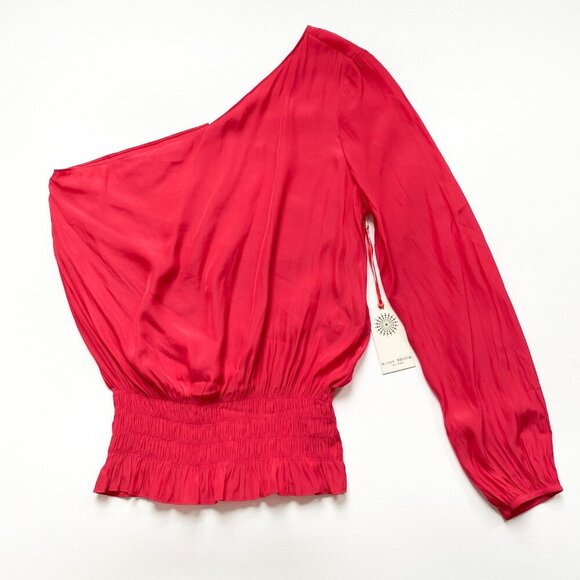 Ramy Brook Janey One Shoulder Top Bright Red Size Medium NEW NWT - Picture 3 of 9